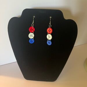 Red, White & Blue Patriotic Button Earrings